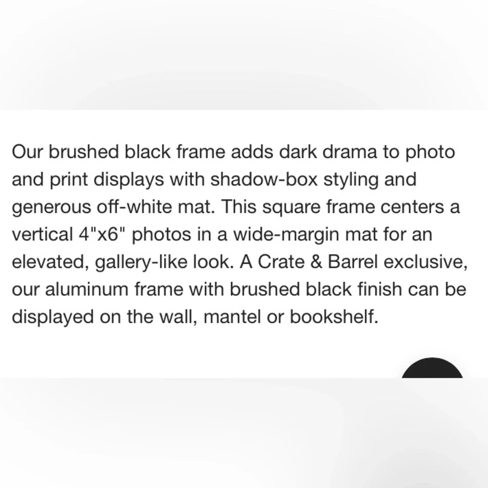 Crate&Barrel Black brush metal shadow box picture frame 5x7 new